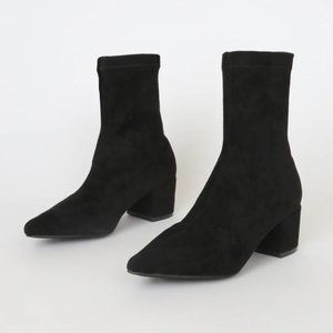 Black Suede Pointed-Toe Boots